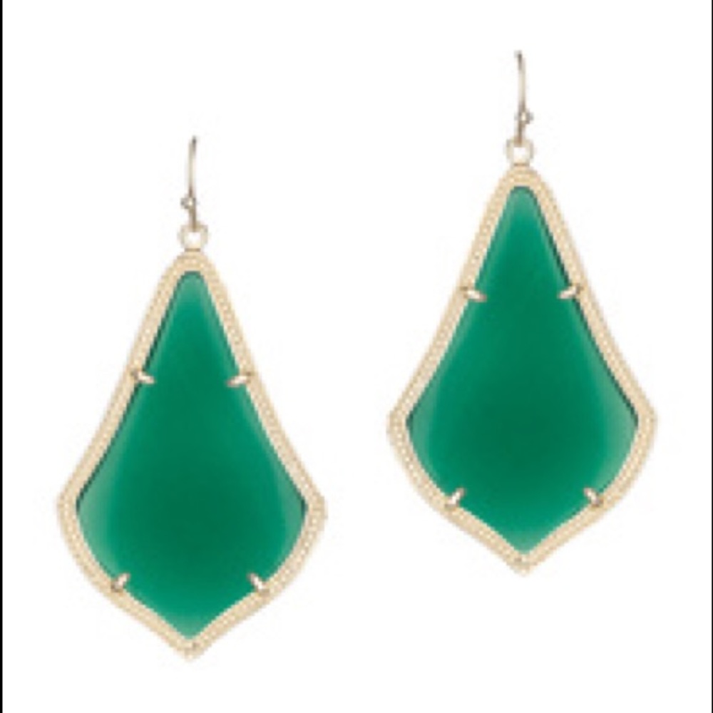 Kendra Scott green and gold Alexandra earrings!